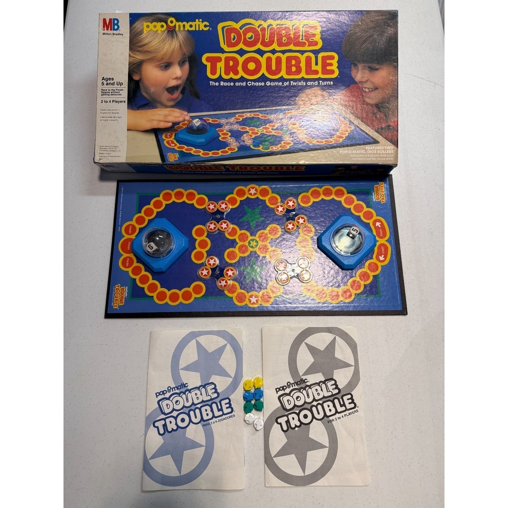 Double Trouble Board Game 1987 Milton Bradley - Complete In Box With Pop-o-matic